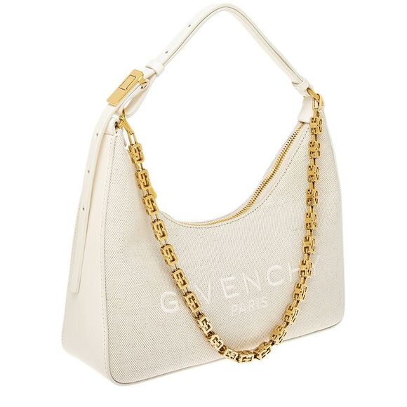 Givenchy Moon Cut Out Small Leather-Trim Shoulder Bag, Beige - Picture 3 of 4